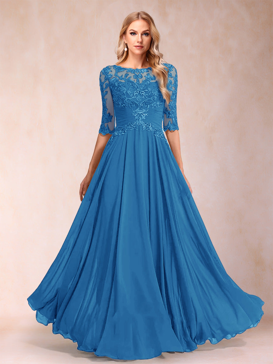 Freya Claire Ocean Blue front view mother of the bride dress