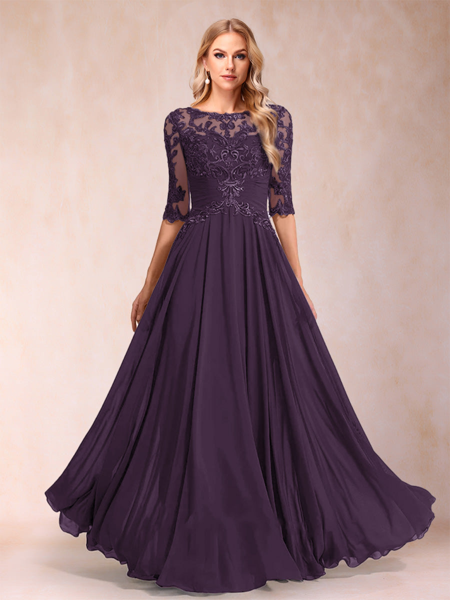 Freya Claire Plum back view mother of the bride dress
