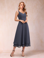 Jacquetta Dove Dusty Blue side view mother of the bride dress