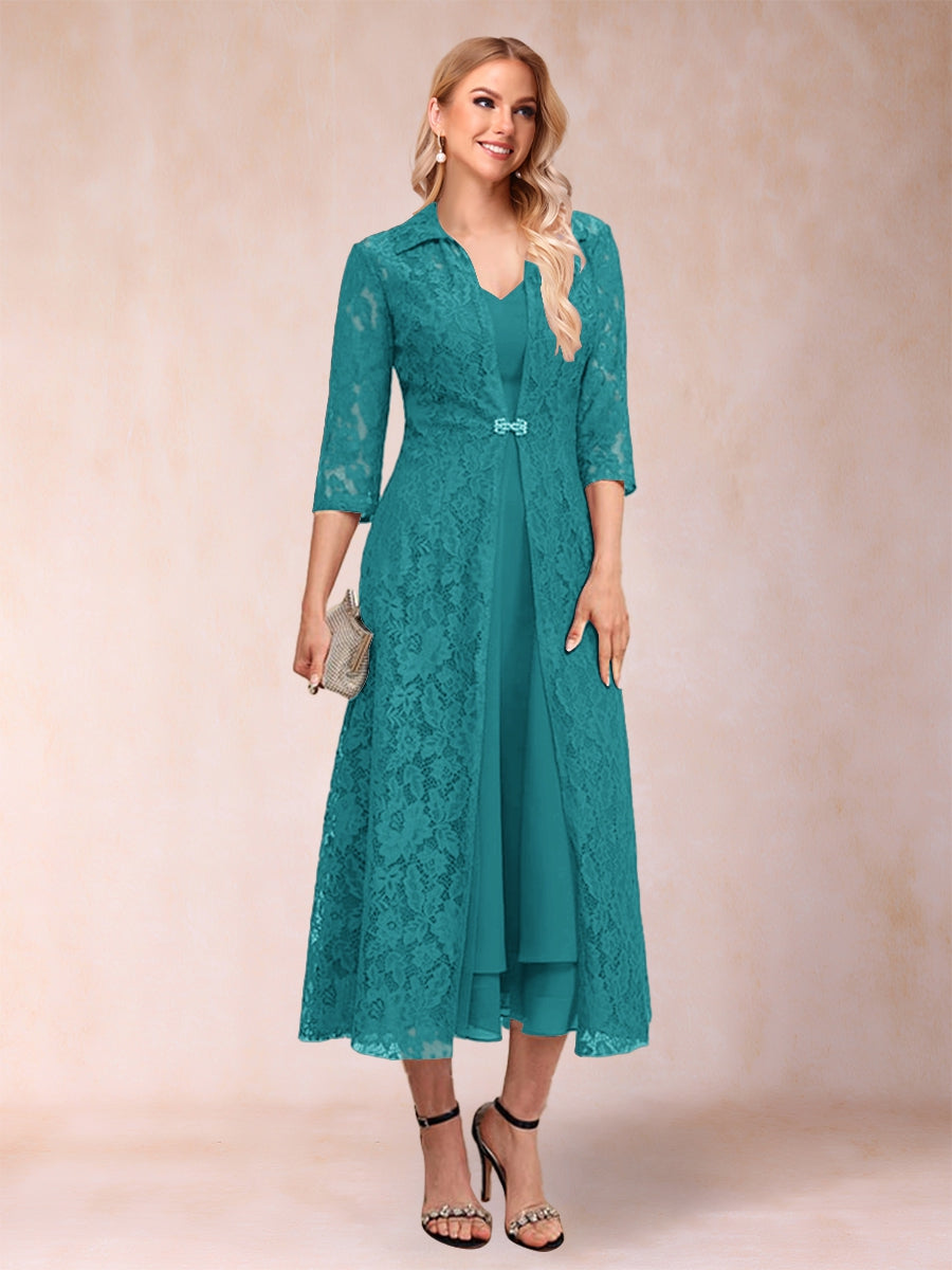 Jacquetta Dove Turquoise front view mother of the bride dress