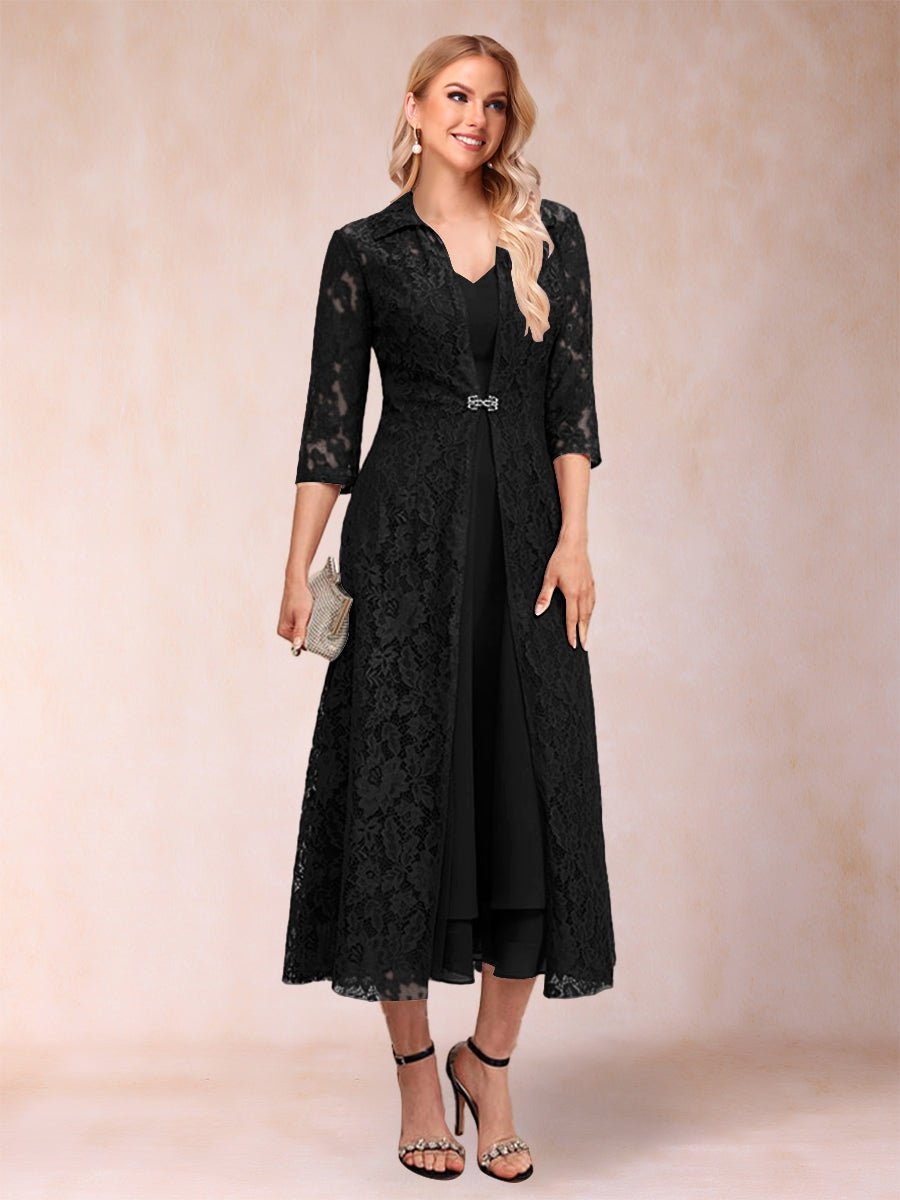 Jacquetta Dove Black front view mother of the bride dress
