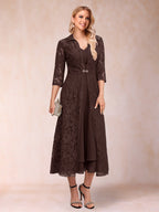 Jacquetta Dove Brown front view mother of the bride dress