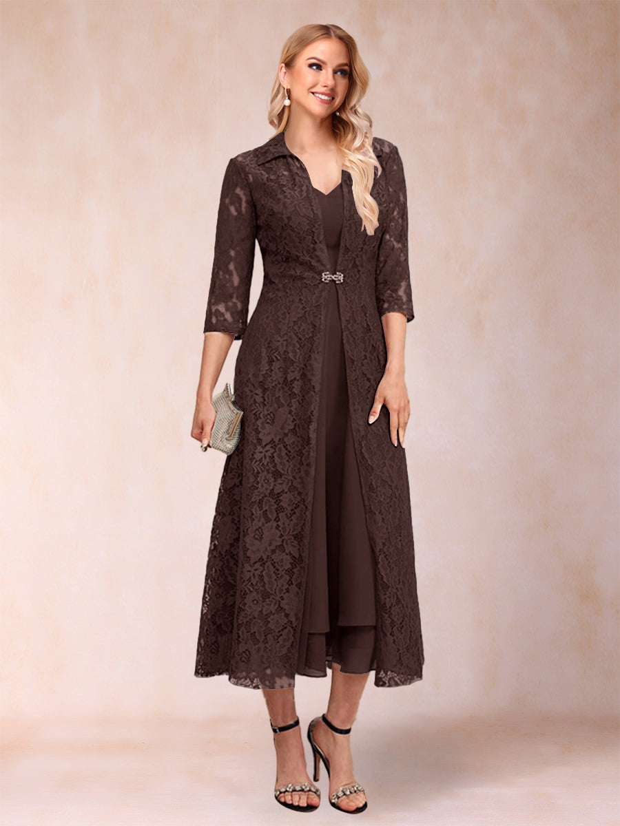 Jacquetta Dove Brown front view mother of the bride dress