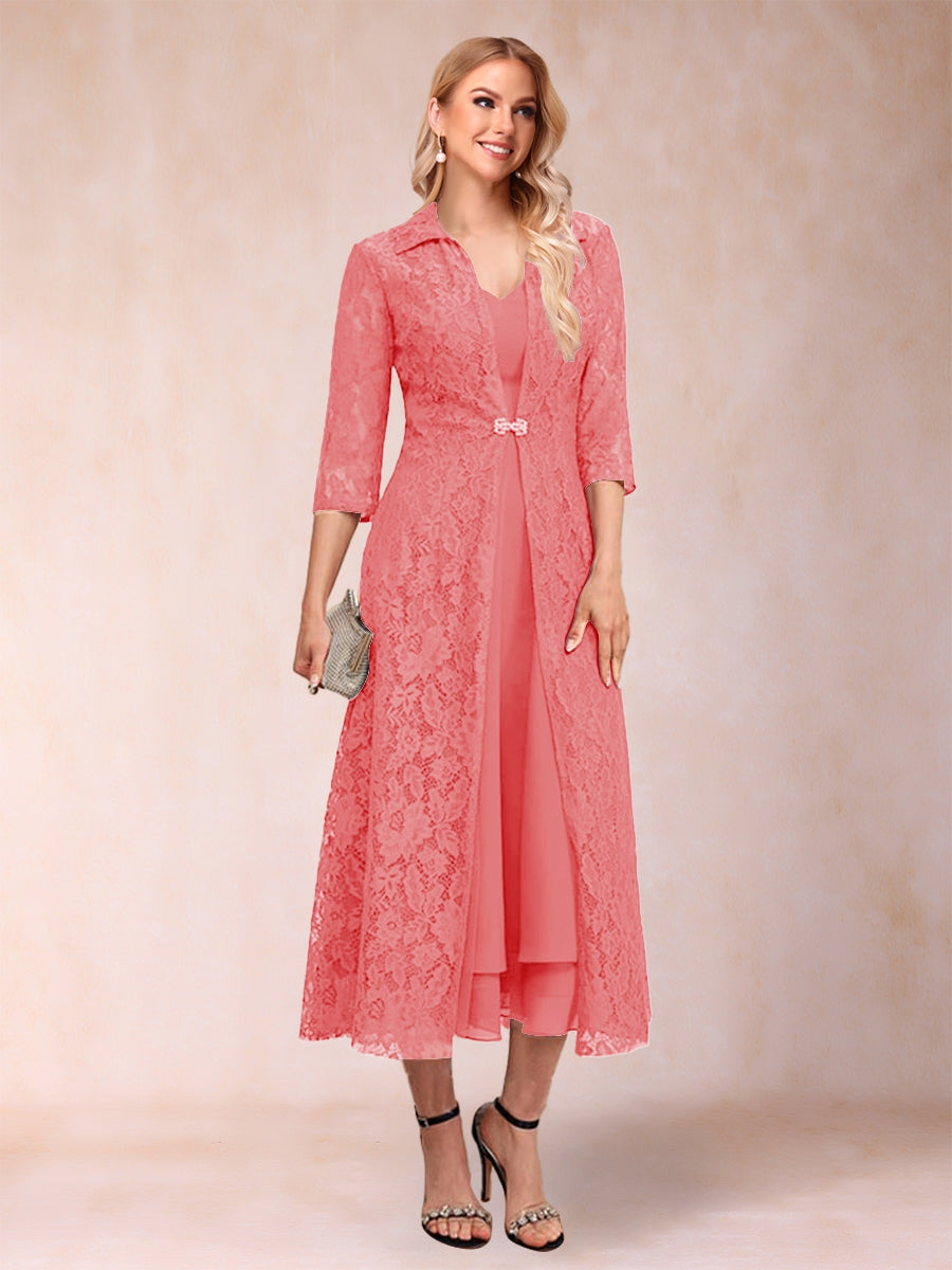 Jacquetta Dove Coral back view mother of the bride dress