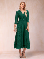 Delphine Hunter Green front view wedding guest dress