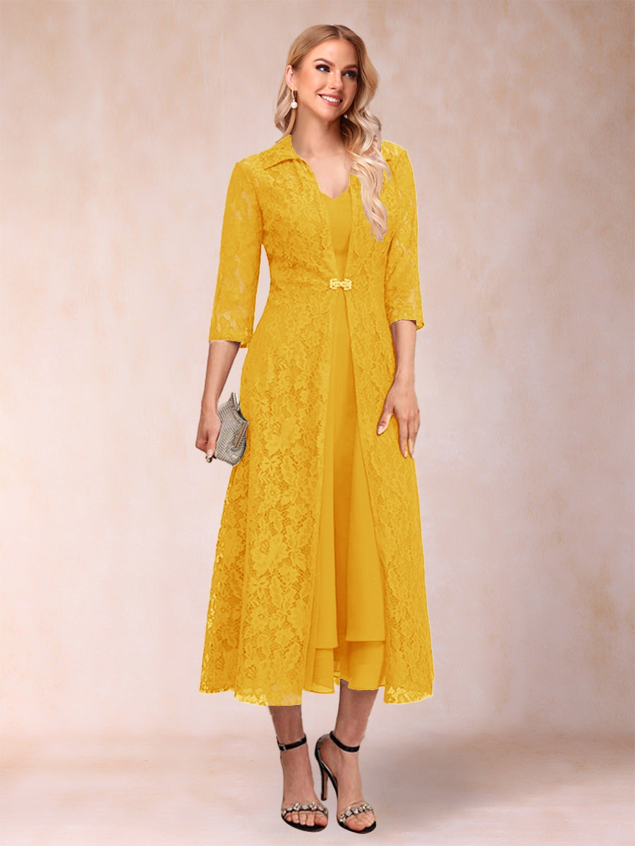 Jacquetta Dove Gold front view mother of the bride dress