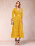 Jacquetta Dove Gold front view mother of the bride dress