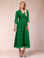 Delphine Forest Green front view wedding guest dress