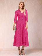Delphine Hot Pink front view wedding guest dress