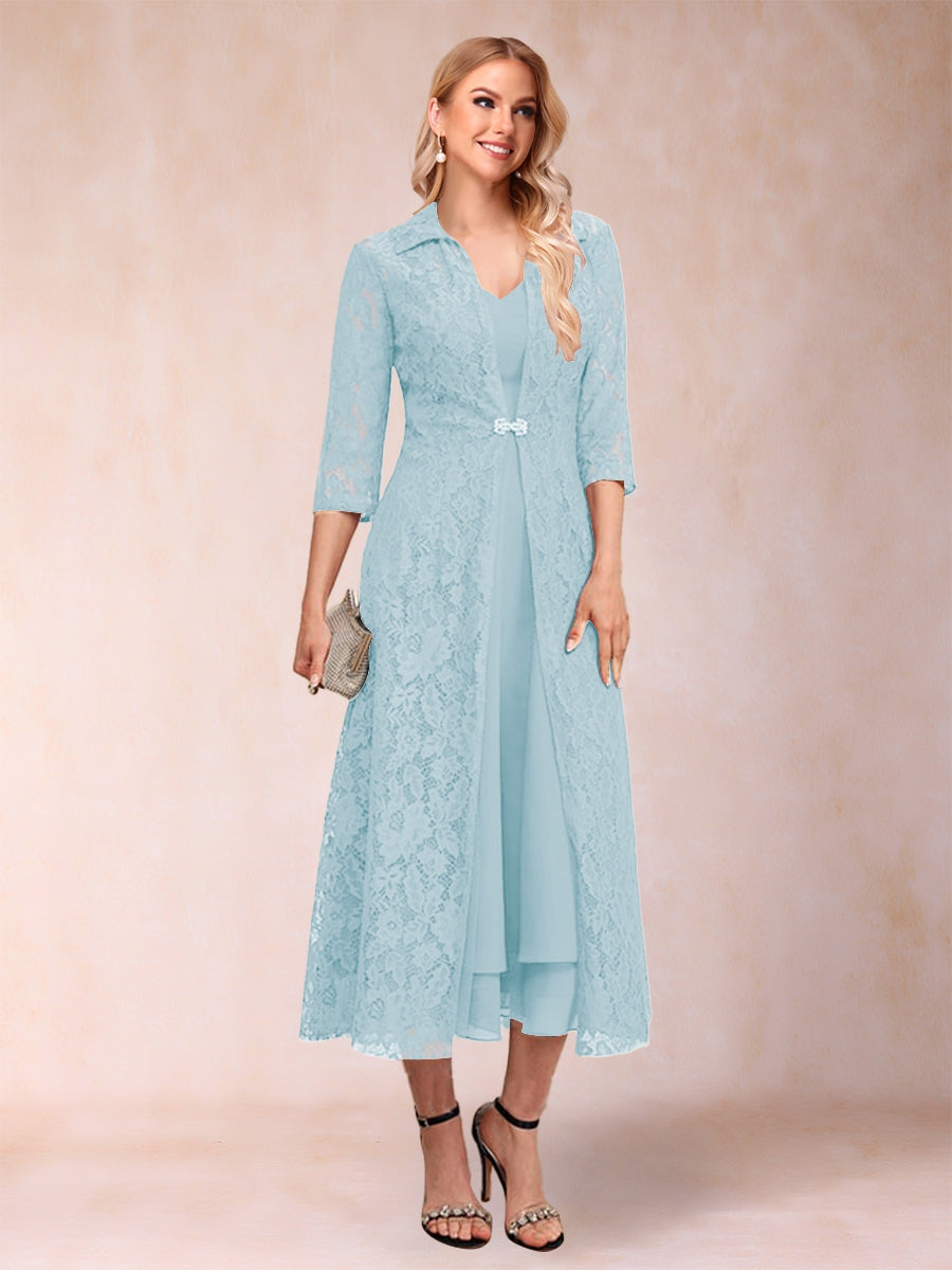 Delphine Sky Blue front view wedding guest dress