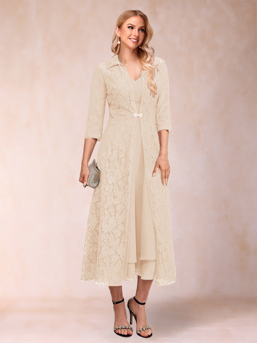 Delphine Champagne front view wedding guest dress