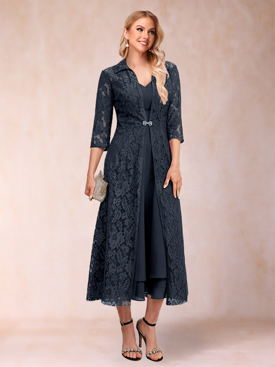Delphine Navy Blue front view wedding guest dress