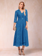 Jacquetta Dove Ocean Blue front view mother of the bride dress