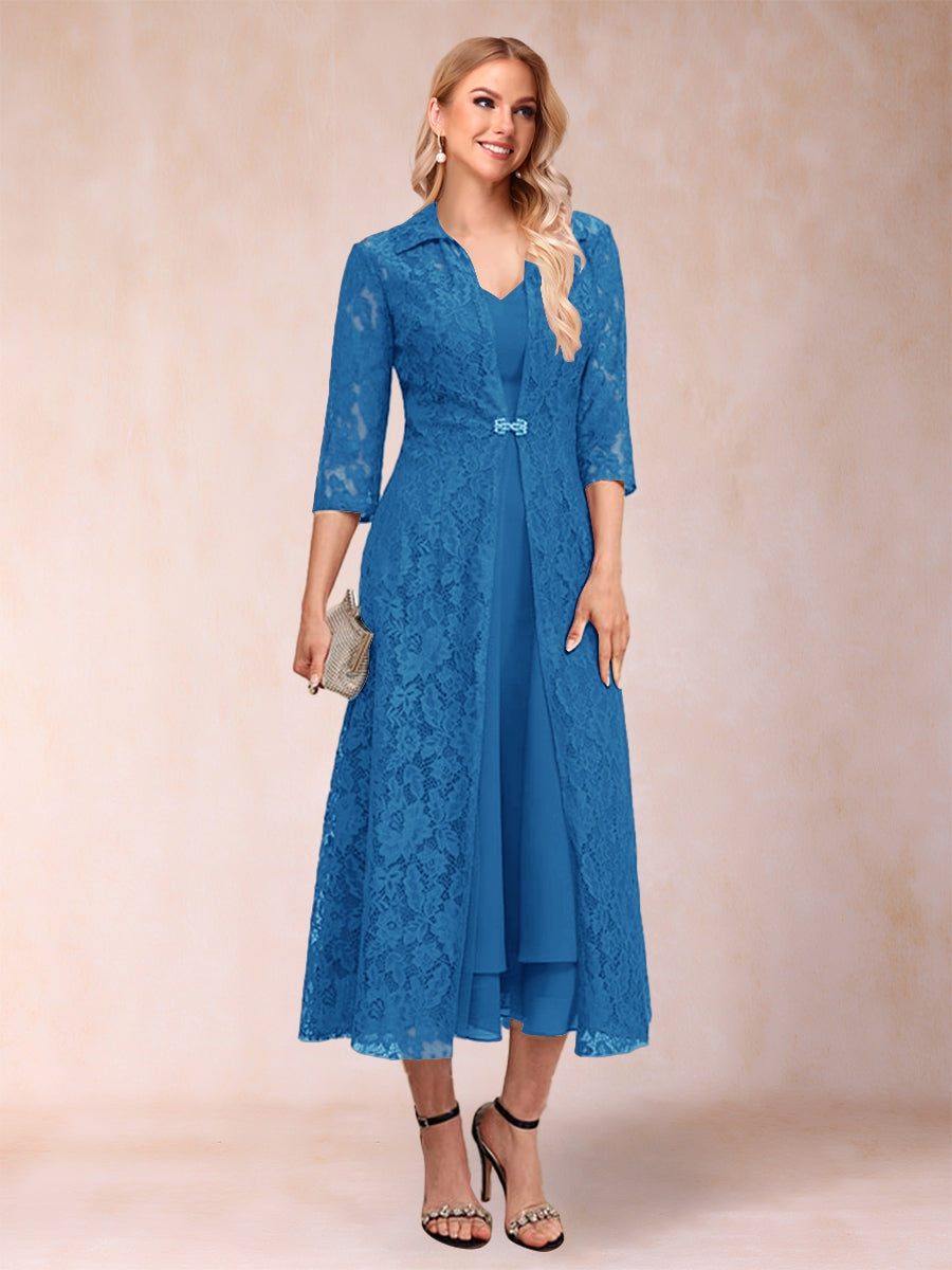 Jacquetta Dove Ocean Blue front view mother of the bride dress