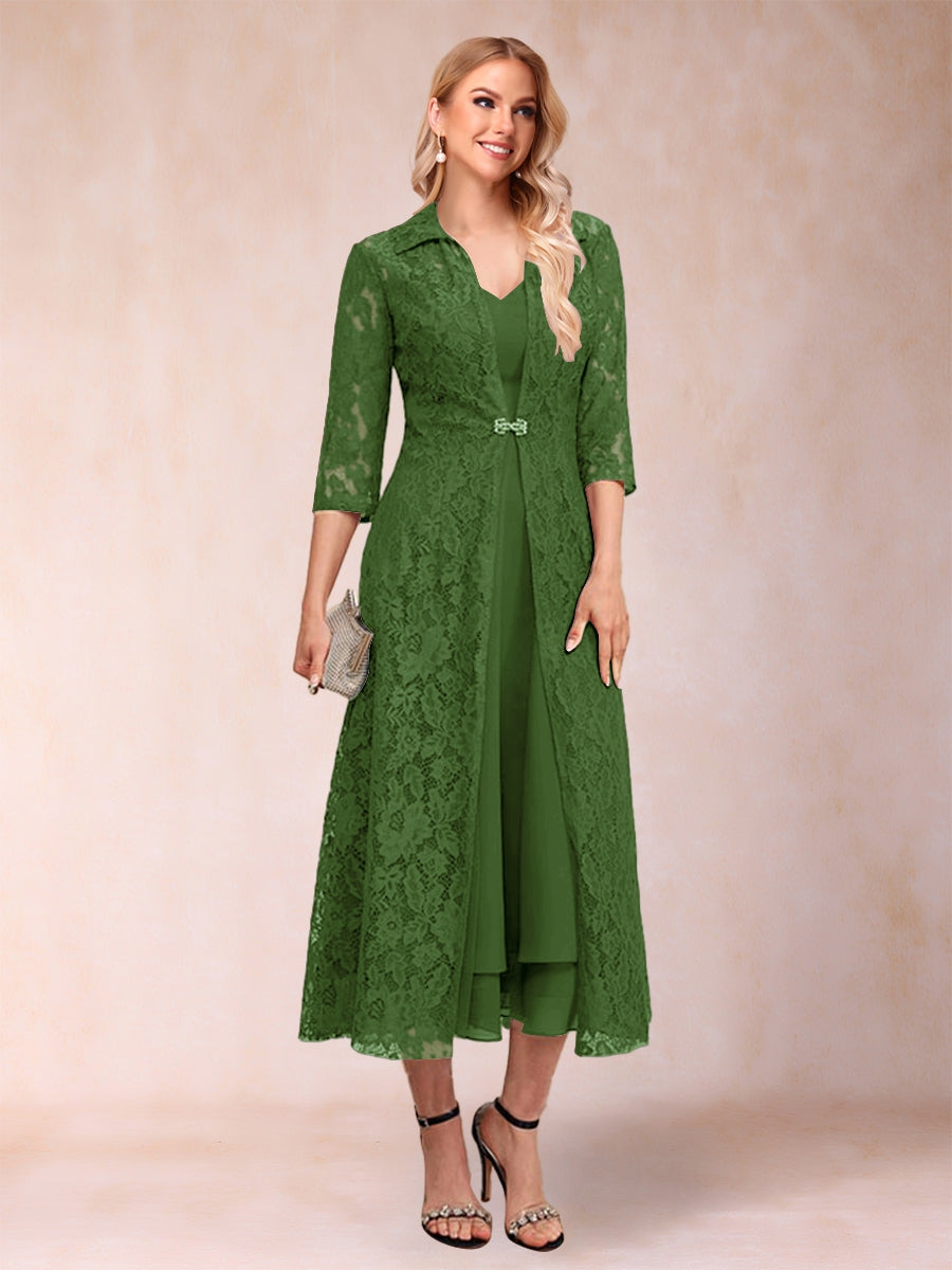 Delphine Olive Green front view wedding guest dress