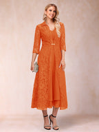 Jacquetta Dove Orange front view mother of the bride dress