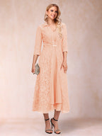 Delphine Peach front view wedding guest dress