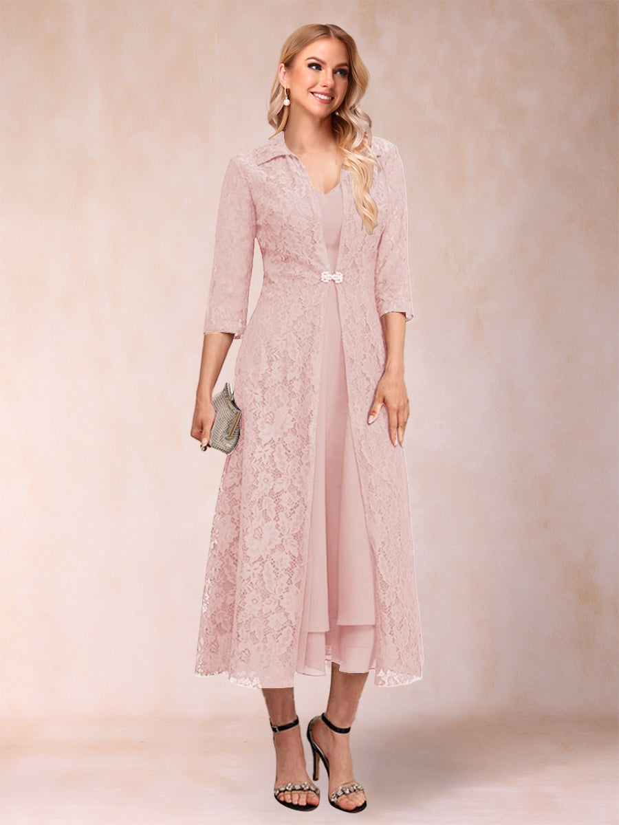 Delphine Pearl Pink front view wedding guest dress