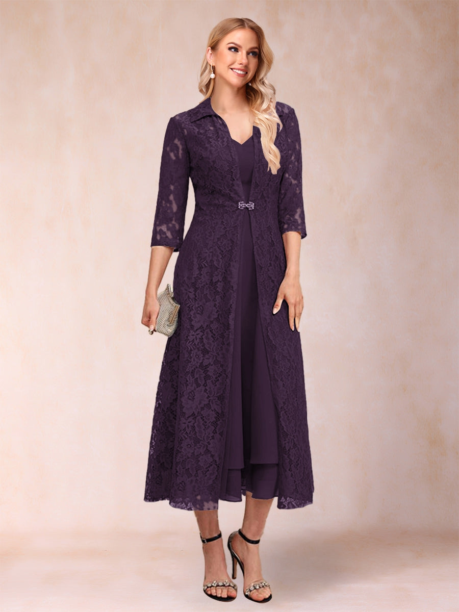 Jacquetta Dove Plum front view mother of the bride dress
