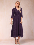 Jacquetta Dove Plum front view mother of the bride dress