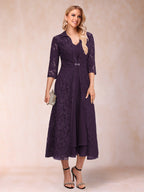 Jacquetta Dove Plum front view mother of the bride dress