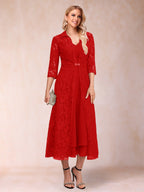 Jacquetta Dove Red front view mother of the bride dress