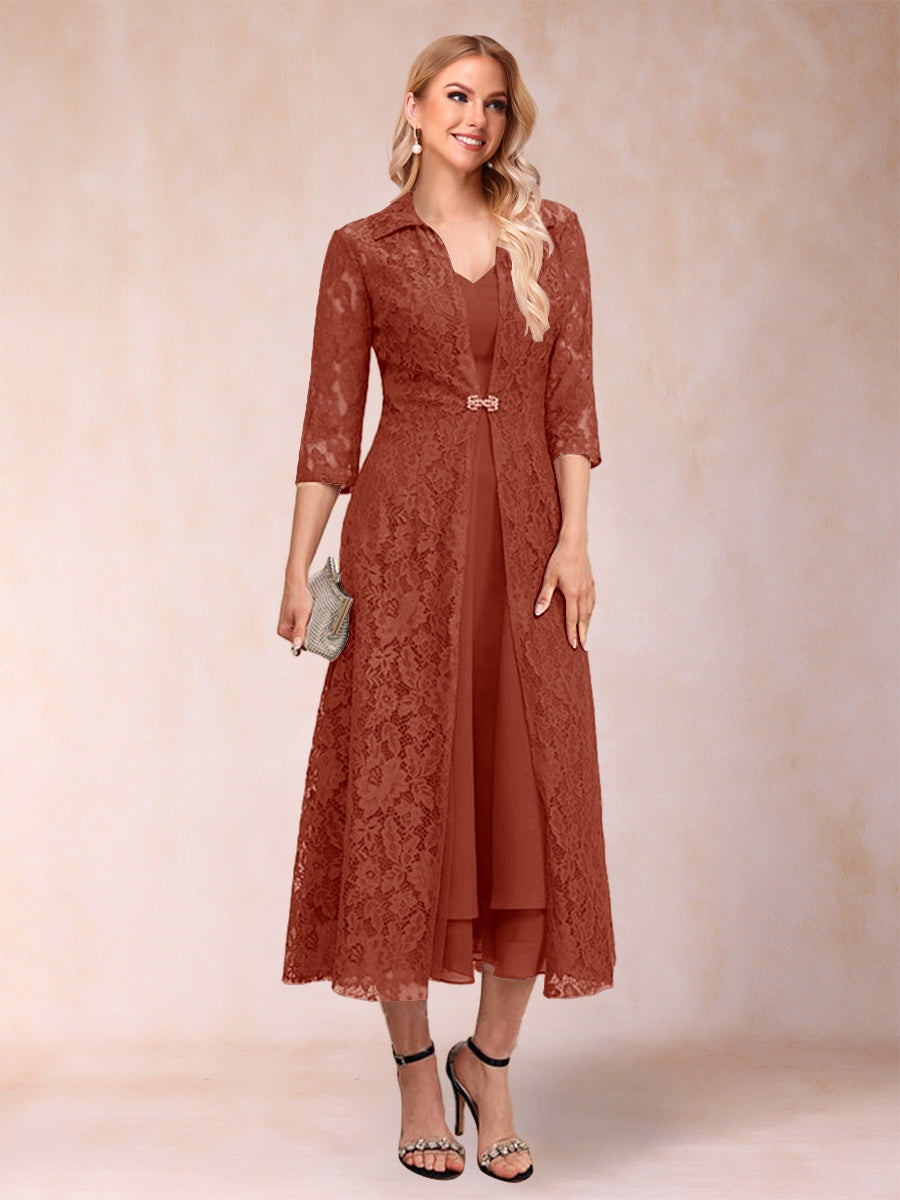 Jacquetta Dove Rust front view mother of the bride dress