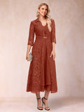 Jacquetta Dove Rust front view mother of the bride dress