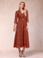 Jacquetta Dove Rust front view mother of the bride dress
