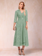 Delphine Sage Green front view wedding guest dress