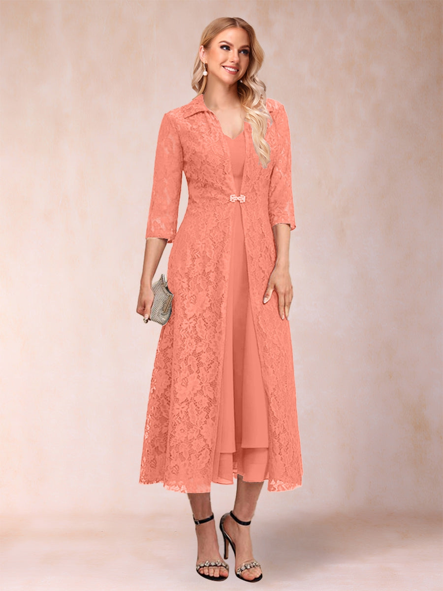 Delphine Coral front view wedding guest dress