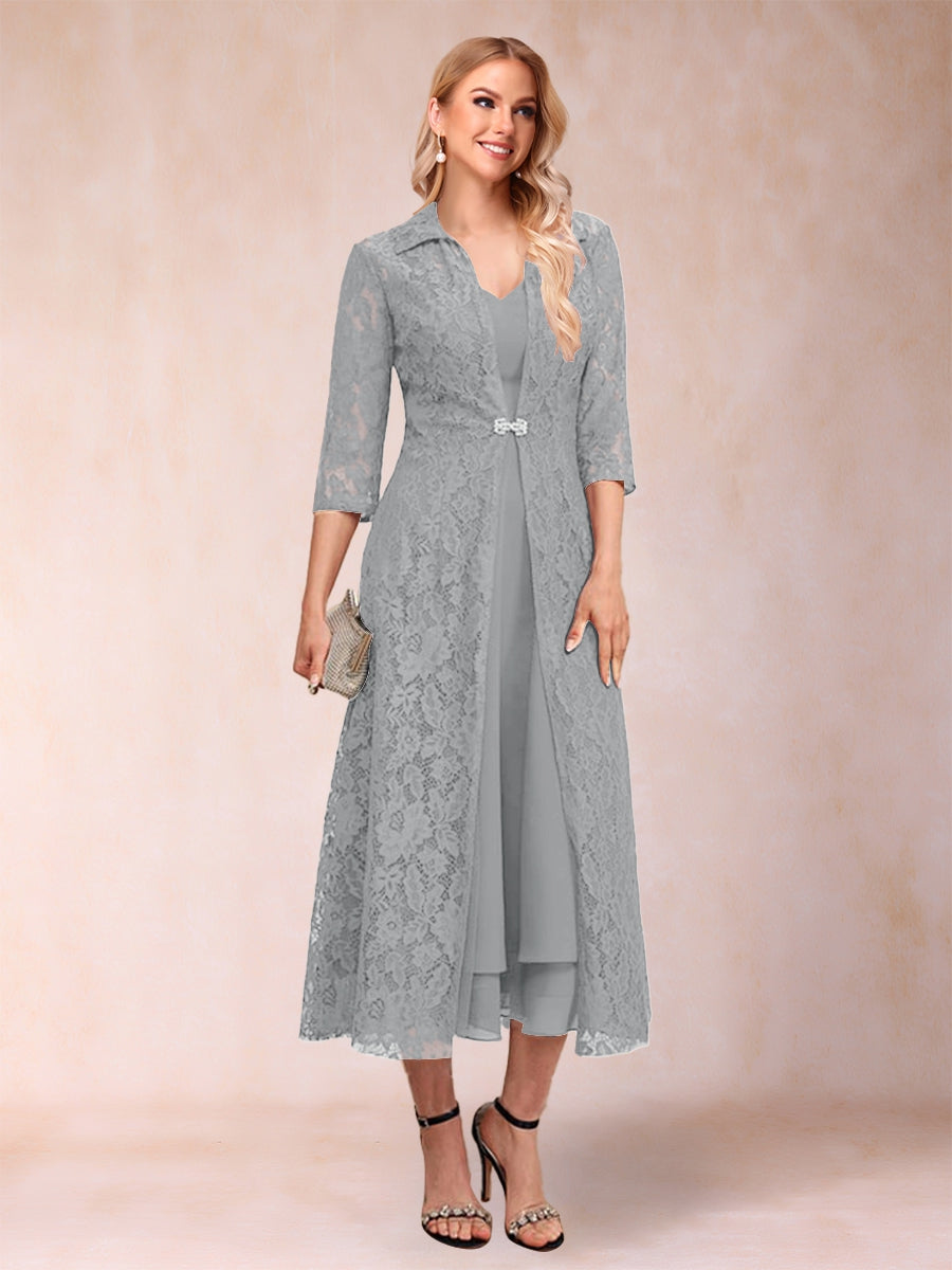 Delphine Silver front view wedding guest dress