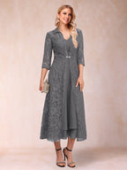 Delphine Steel Grey front view wedding guest dress