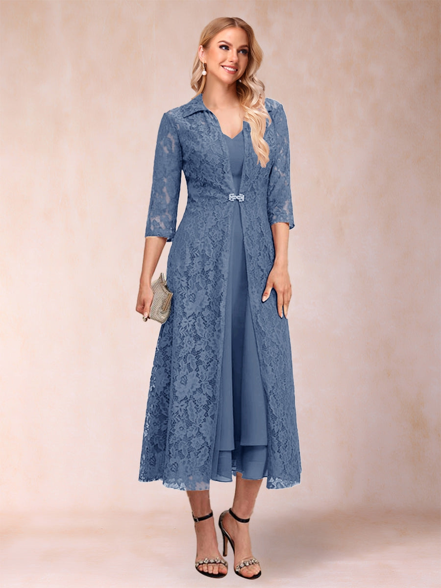 Delphine Steel Blue front view wedding guest dress