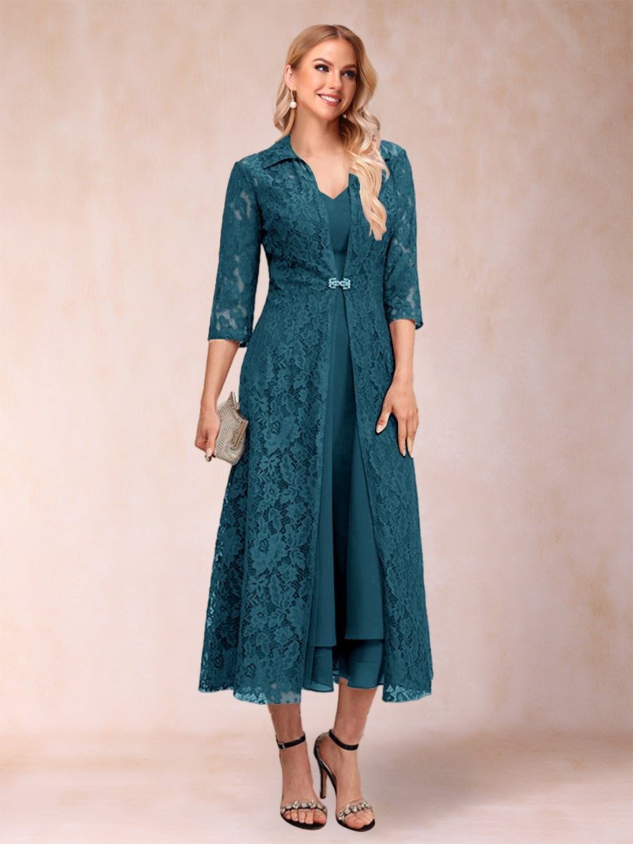 Jacquetta Dove Teal front view mother of the bride dress
