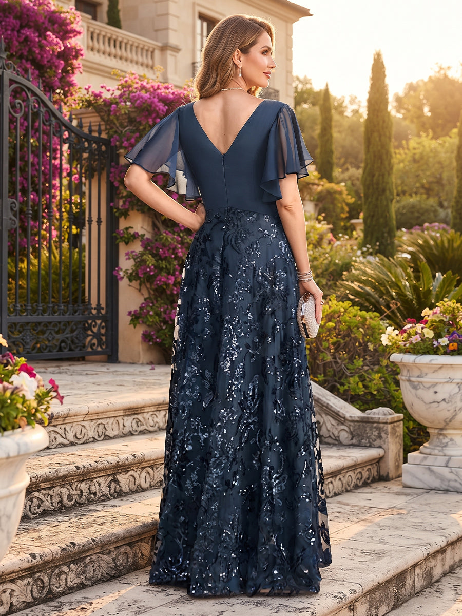 Florence Celeste Navy Blue back view mother of the bride dress