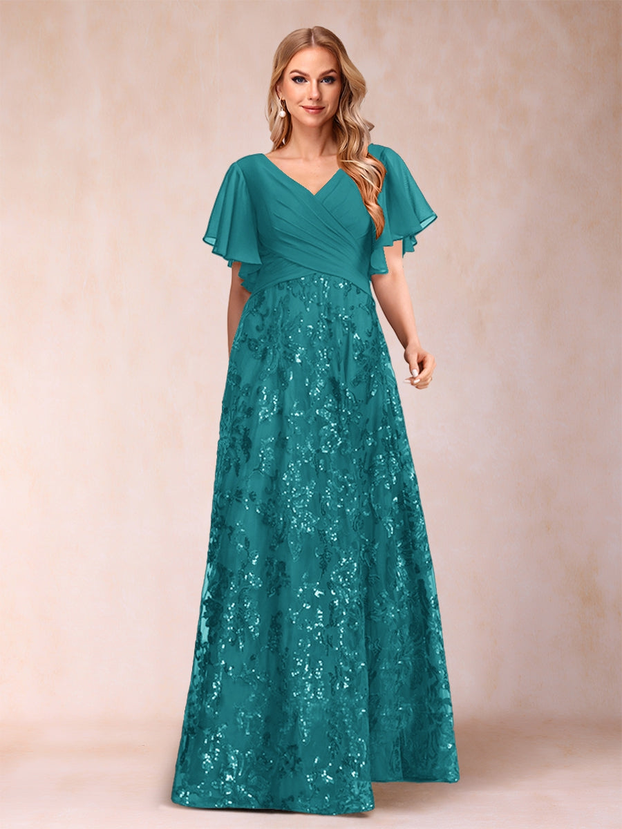 Florence Celeste Turquoise front view mother of the bride dress