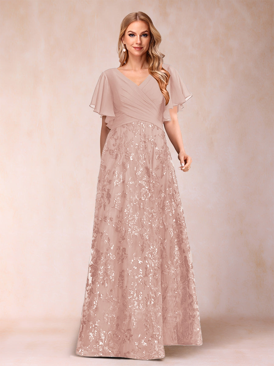 Florence Celeste Blush front view mother of the bride dress