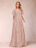 Florence Celeste Blush front view mother of the bride dress