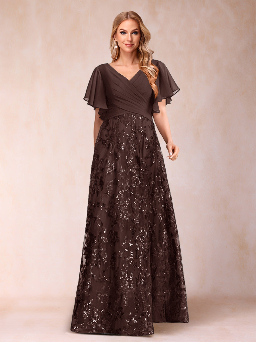 Florence Celeste Brown front view mother of the bride dress
