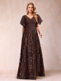 Florence Celeste Brown front view mother of the bride dress