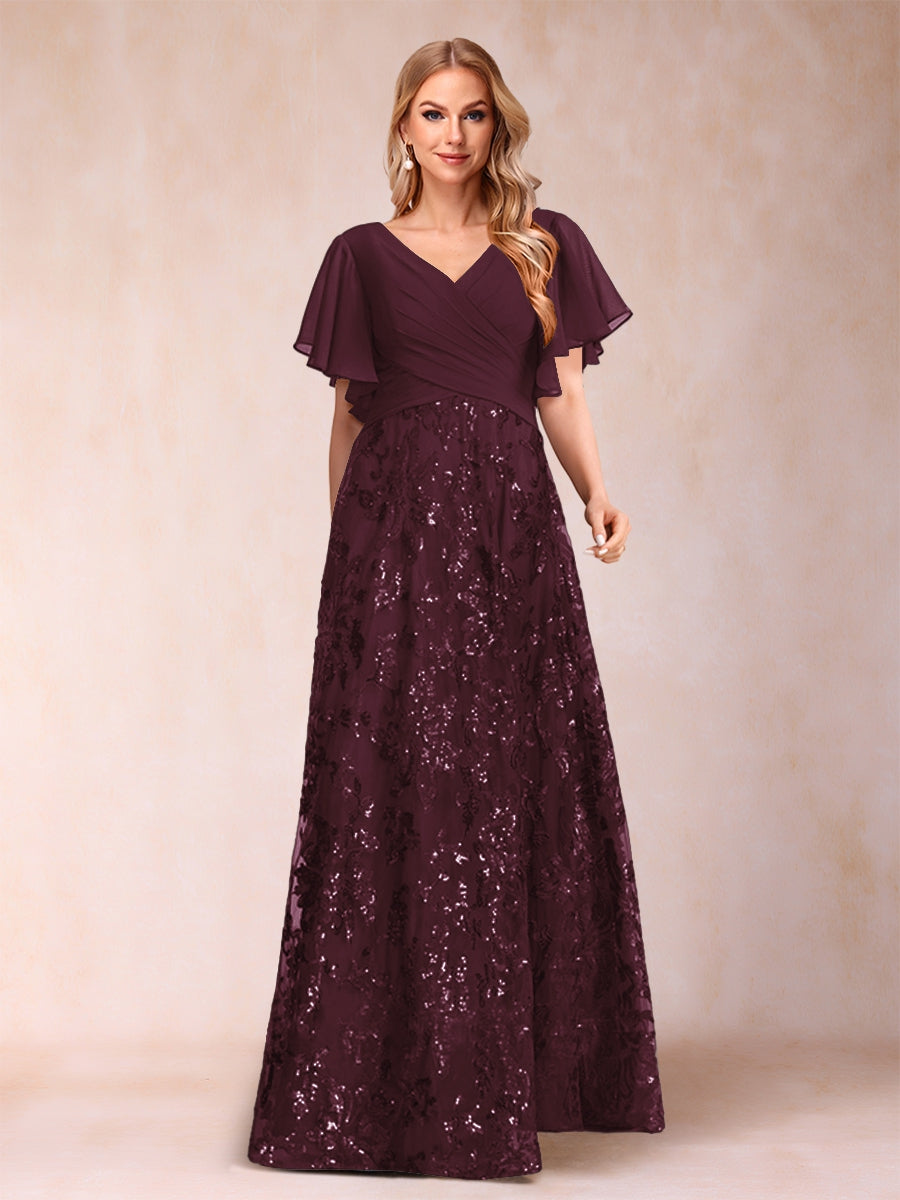 Florence Celeste Burgundy front view mother of the bride dress