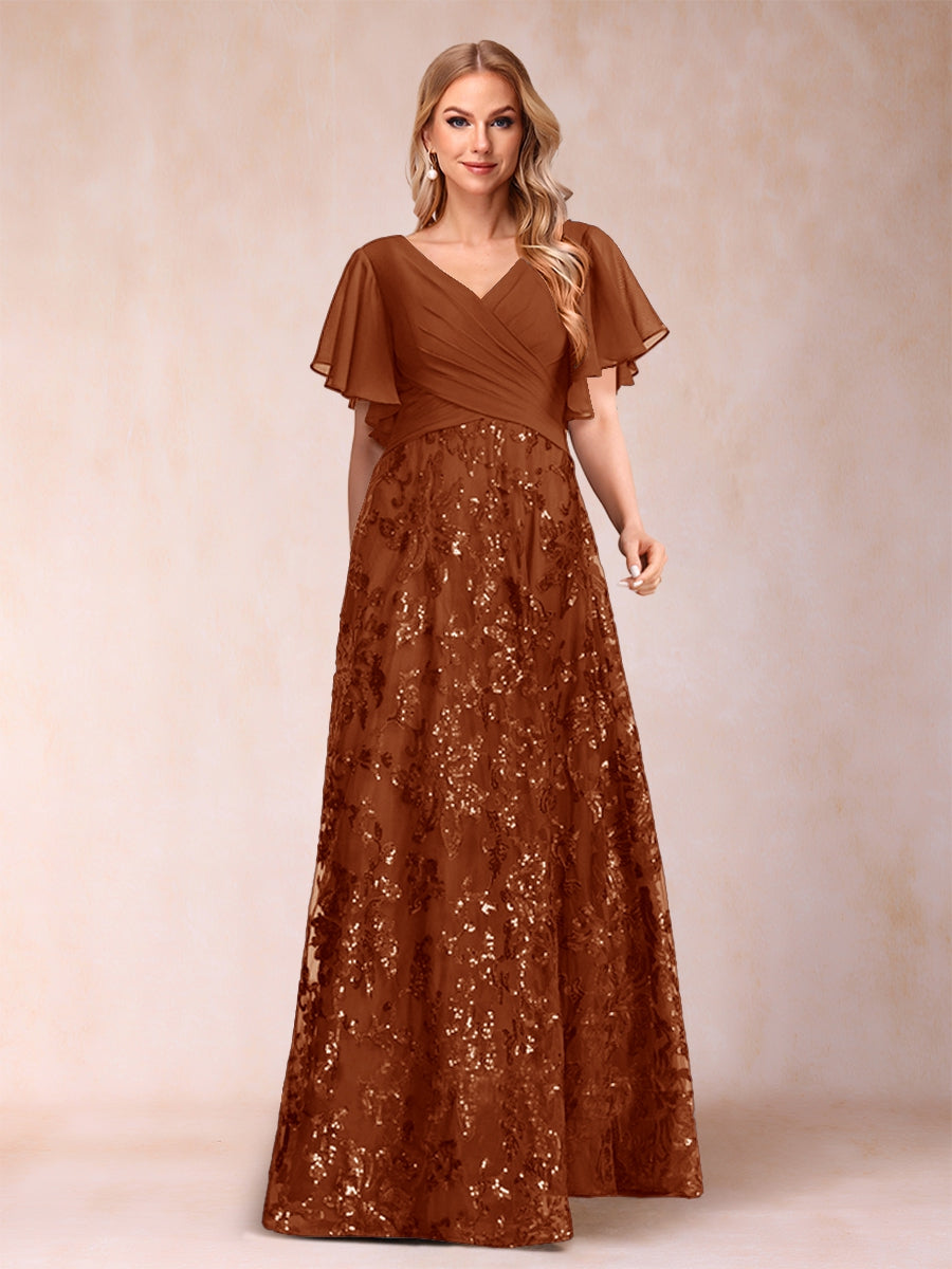 Florence Celeste Burnt Orange front view mother of the bride dress
