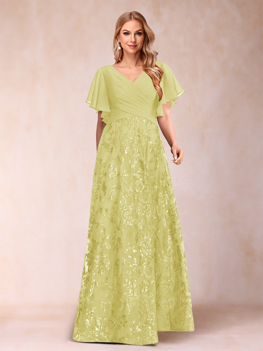 Florence Celeste Daffodil front view mother of the bride dress