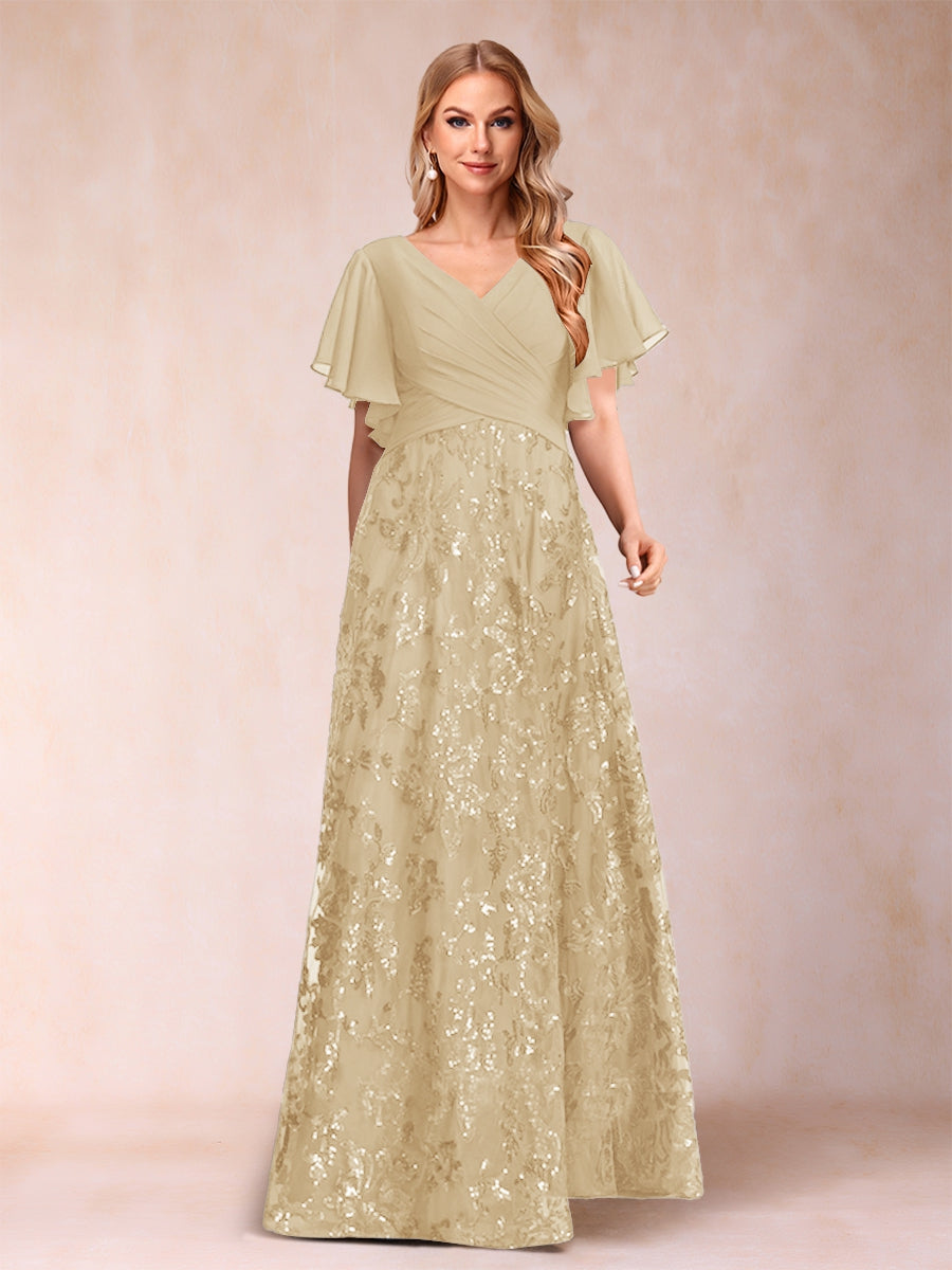 Florence Celeste Champagne front view mother of the bride dress