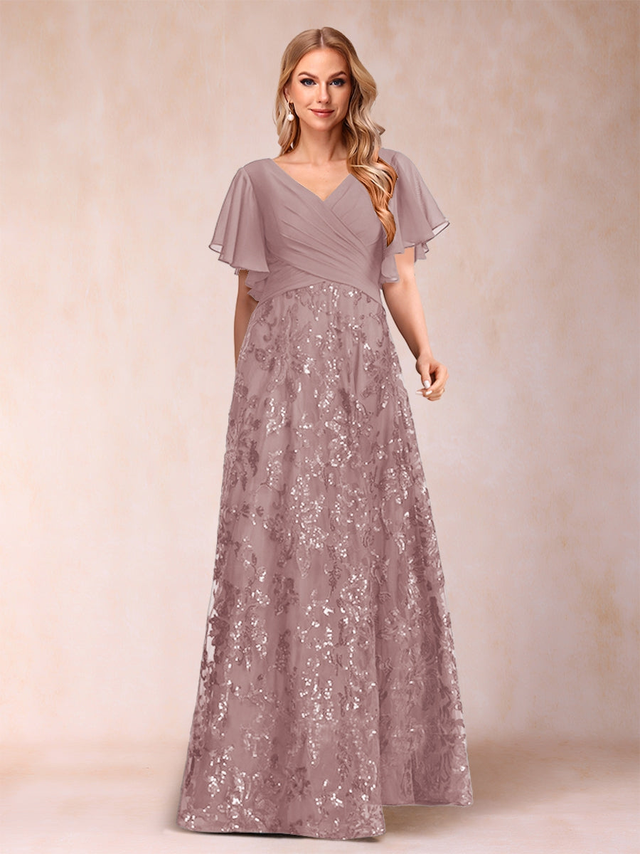 Florence Celeste Dusty Rose front view mother of the bride dress