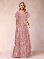 Florence Celeste Dusty Rose back view mother of the bride dress