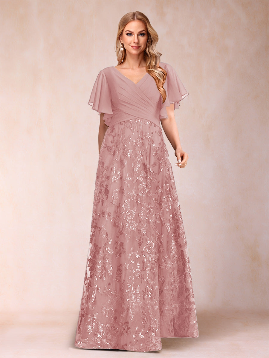 Florence Celeste Dusty Rose back view mother of the bride dress