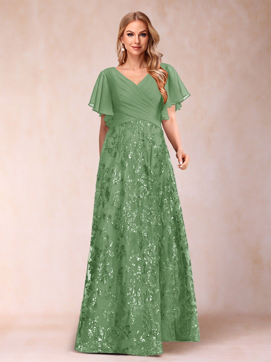 Florence Celeste Sage Green front view mother of the bride dress