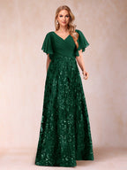 Florence Celeste Emerald front view mother of the bride dress